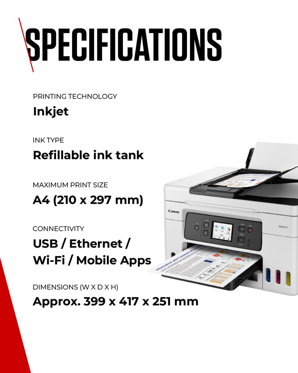 CANON Maxify Gx4050 - Multifunction Printer - Colour - Inkjet - A4 - Wi-Fi/ Ethernet