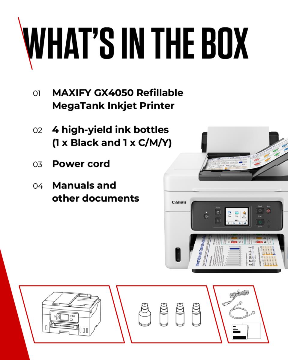 CANON Maxify Gx4050 - Multifunction Printer - Colour - Inkjet - A4 - Wi-Fi/ Ethernet