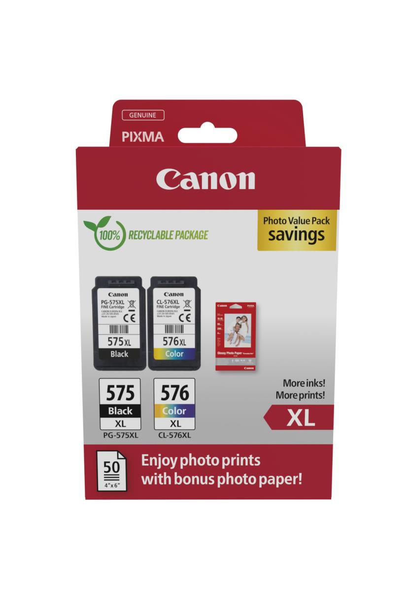 CANON Ink Cartridge - Pg-575xl/ Pg-576xl - High Capacity 15ml - 400 Pages - Black - Value Pack X 2