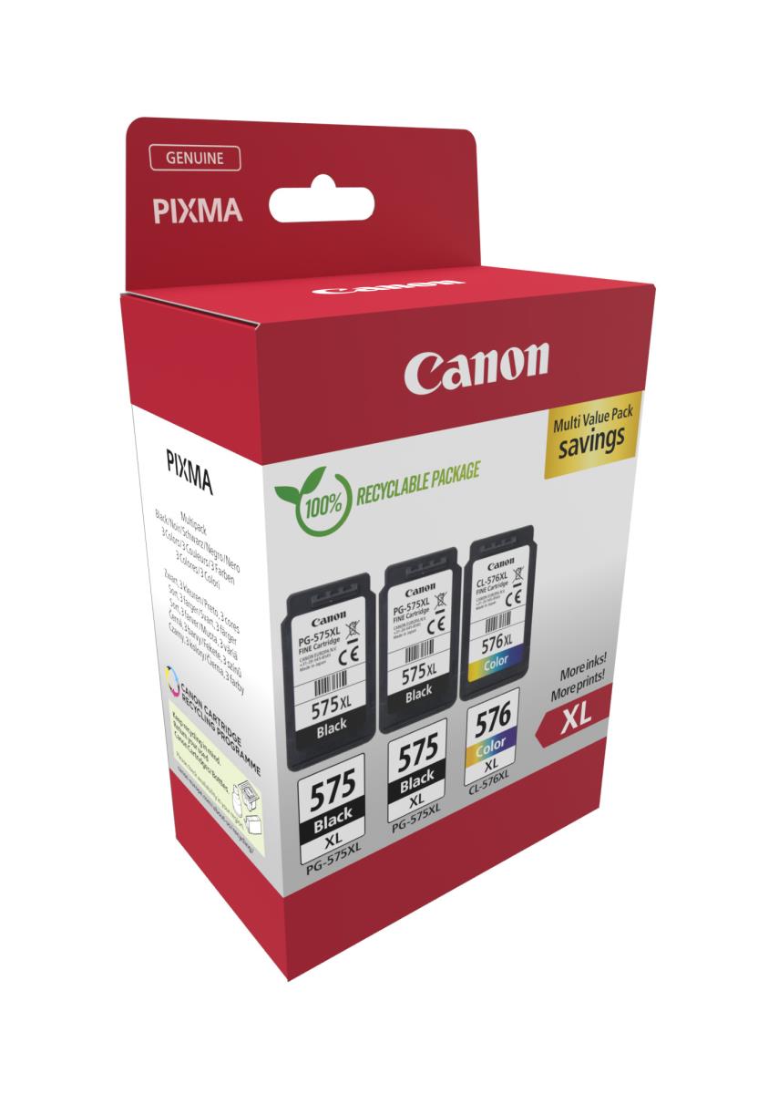 CANON Ink Cartridge - Pg-575xlx2/cl-576xl - High Capacity 15ml - 400 Pages - Black - Multipack - 3-pack