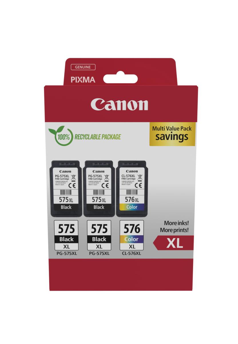 CANON Ink Cartridge - Pg-575xlx2/cl-576xl - High Capacity 15ml - 400 Pages - Black - Multipack - 3-pack