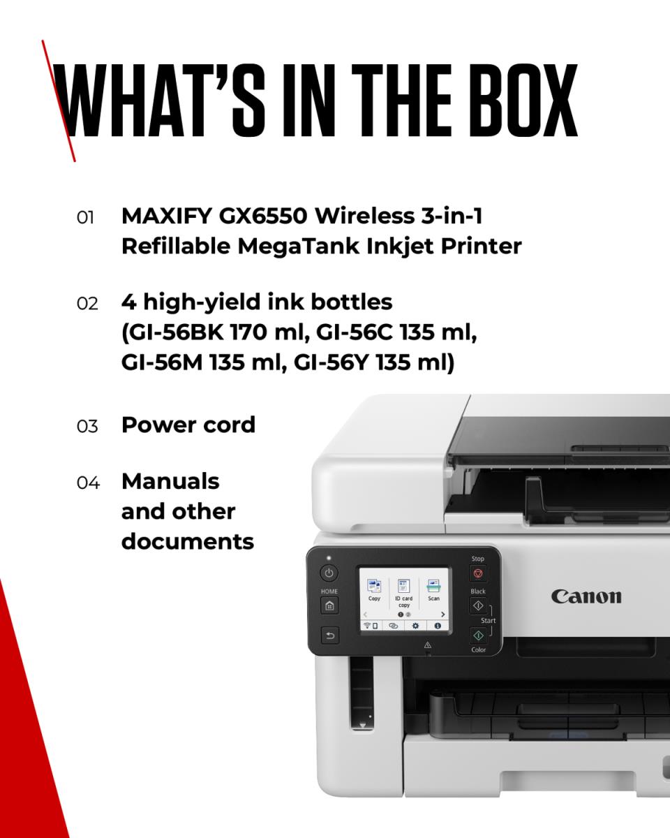 CANON Maxify Gx6550 - Multifunction Printer - Inkjet - A4 - Wi-Fi - White