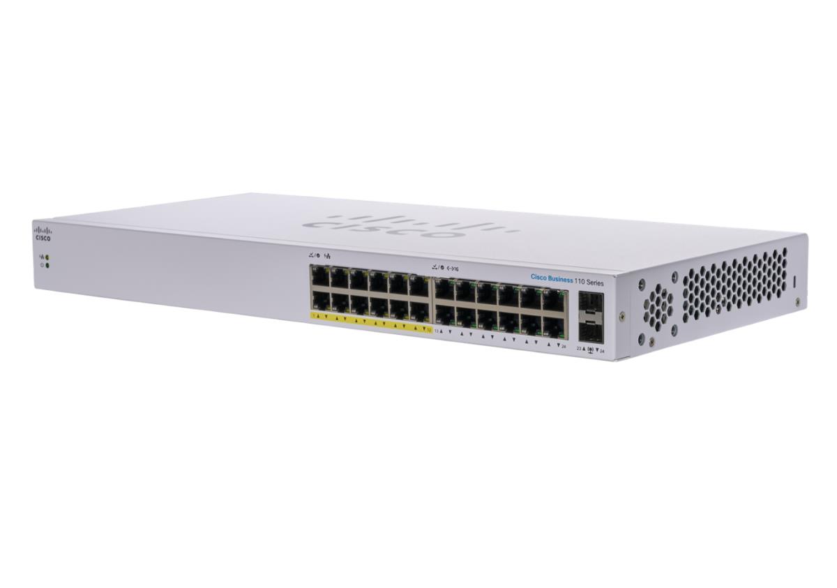 CISCO Cbs110 Unmanaged Switch 24-port Ge Partial Poe 2x1g Sfp Shared