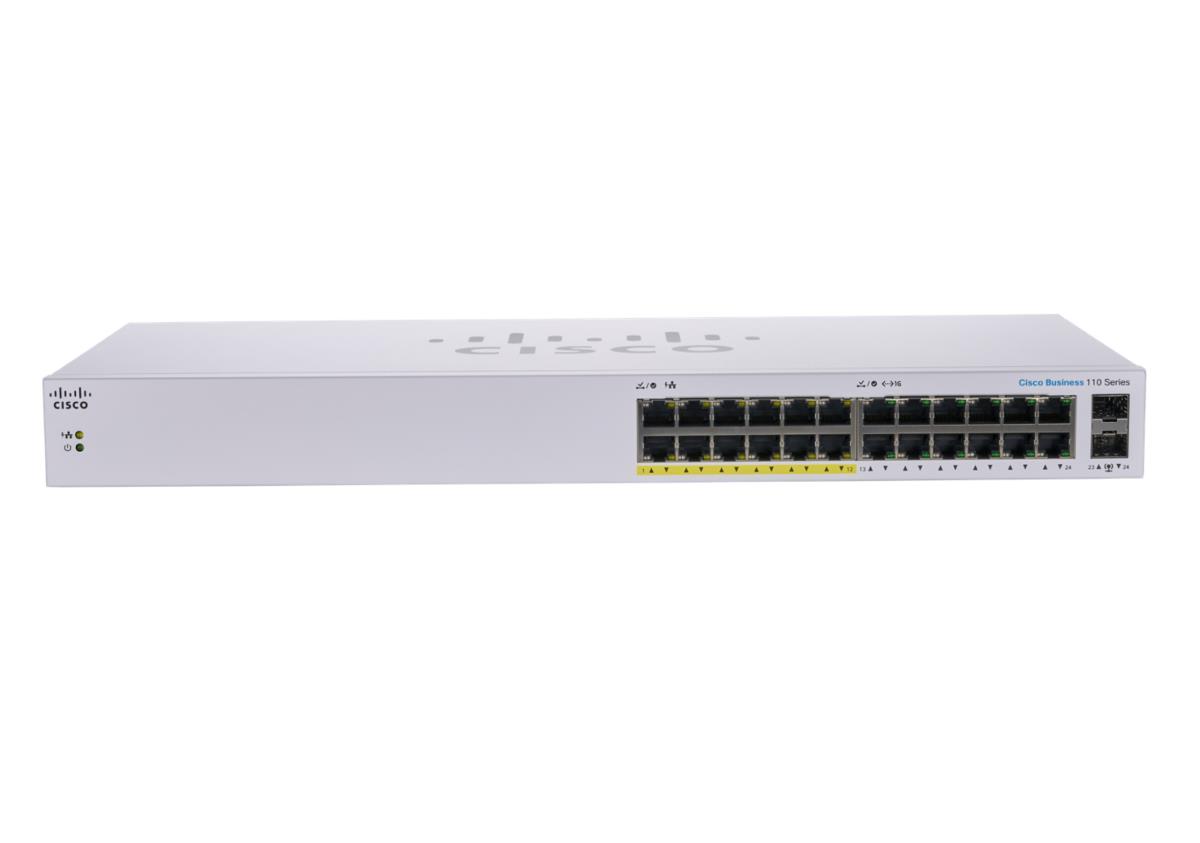 CISCO Cbs110 Unmanaged Switch 24-port Ge Partial Poe 2x1g Sfp Shared