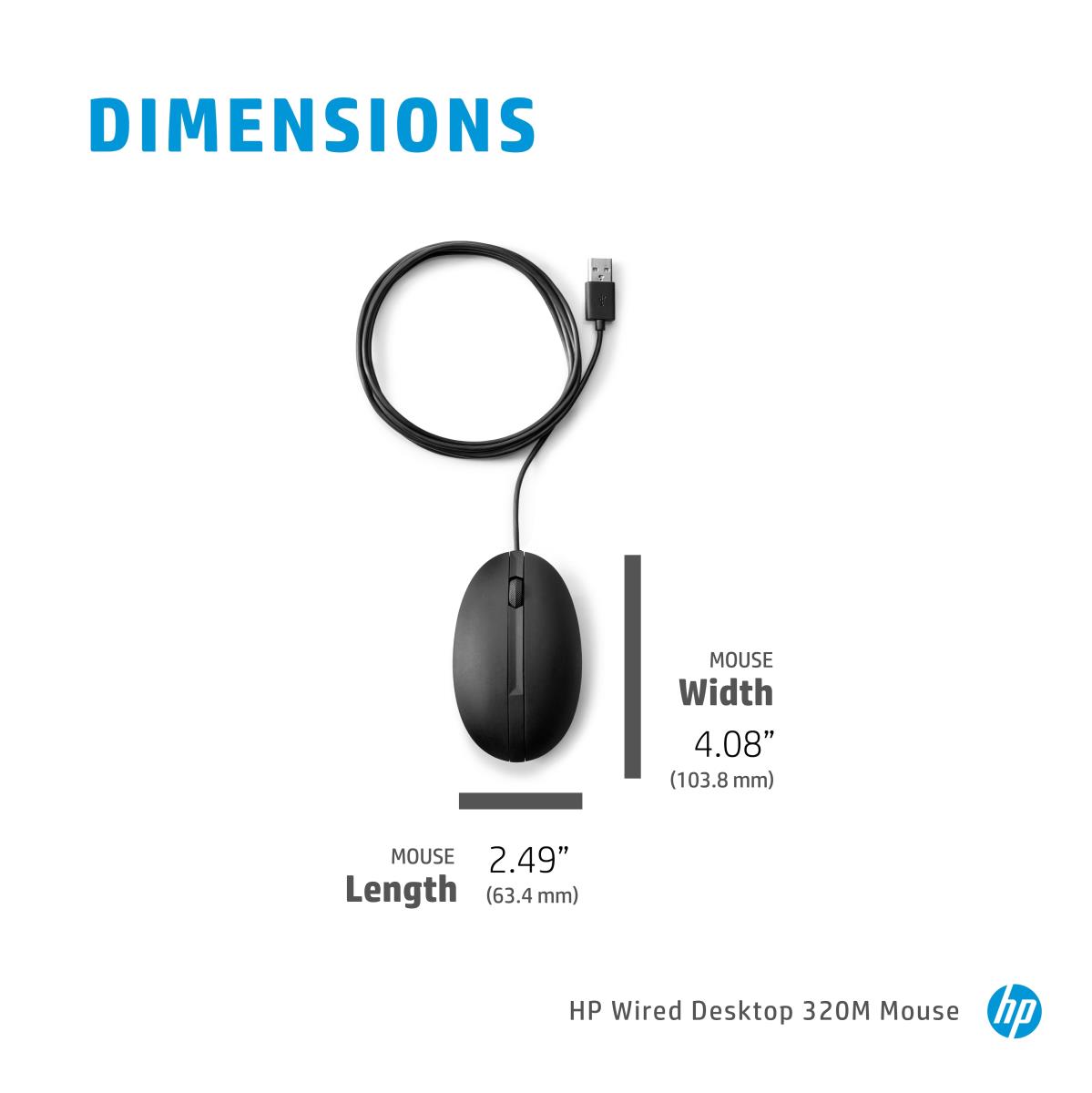 HP Wired Scroll Mouse - 320M - USB - Optical