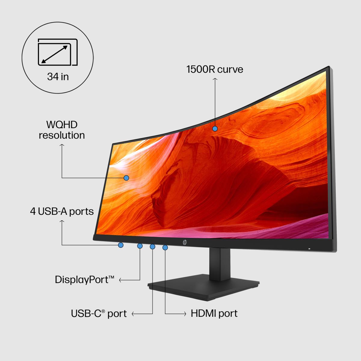 HP Curved Monitor - P34hc G4 - 34in - 3440x1440 (WQHD)