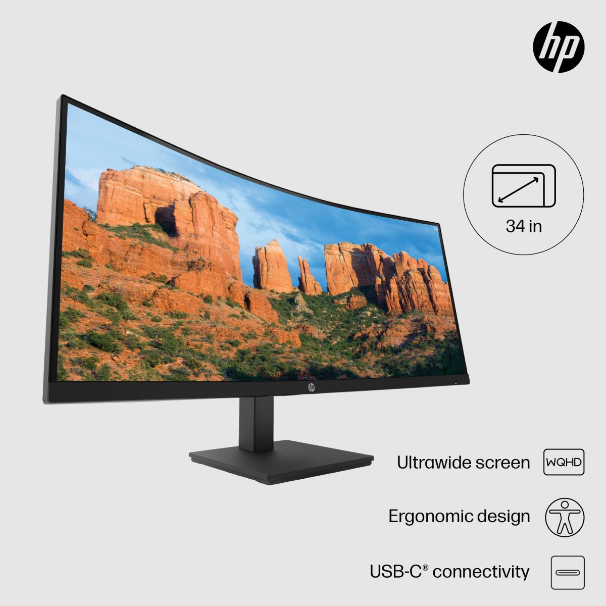 HP Curved Monitor - P34hc G4 - 34in - 3440x1440 (WQHD)