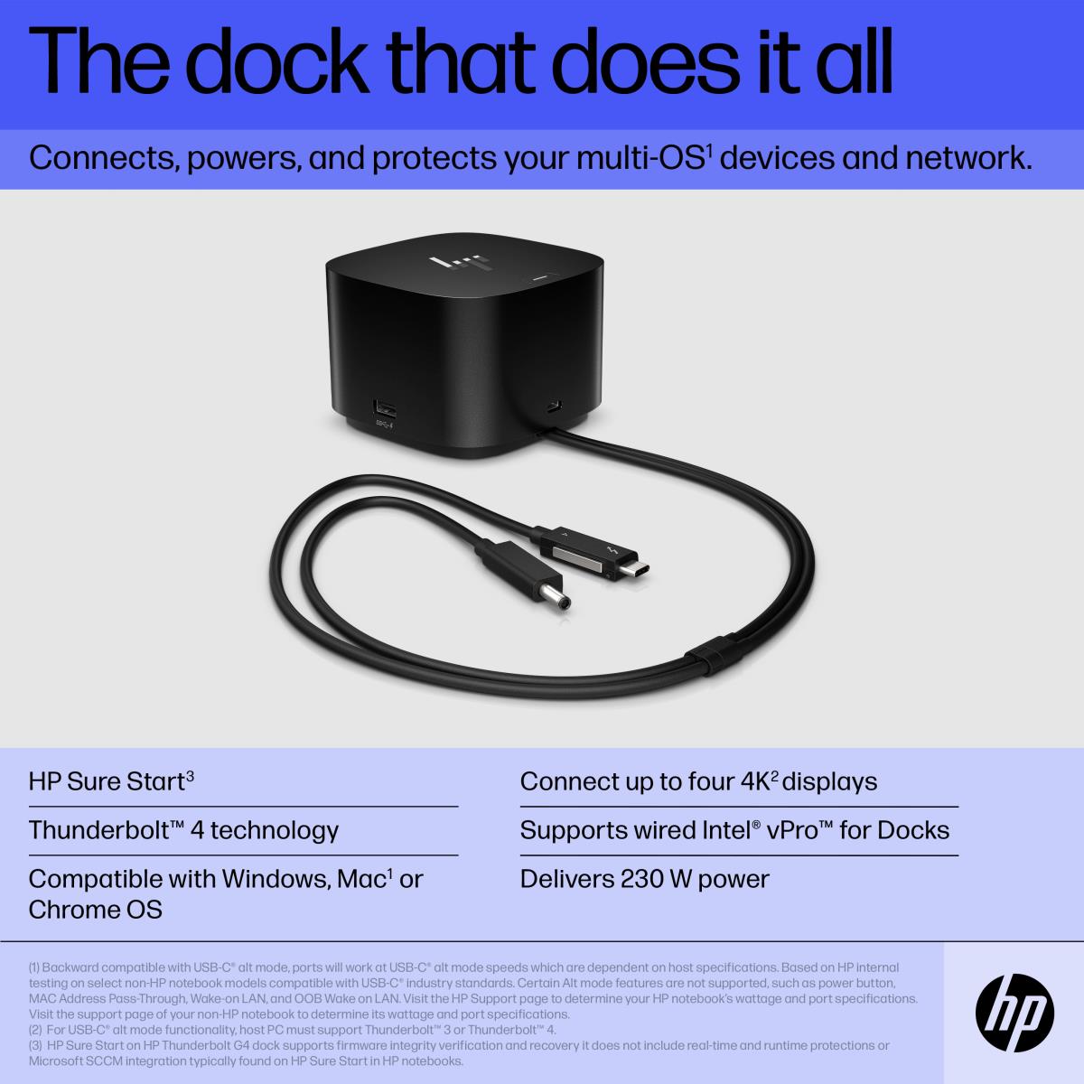 HP Docking Station Thunderbolt G4 - 280W - Combo Cable