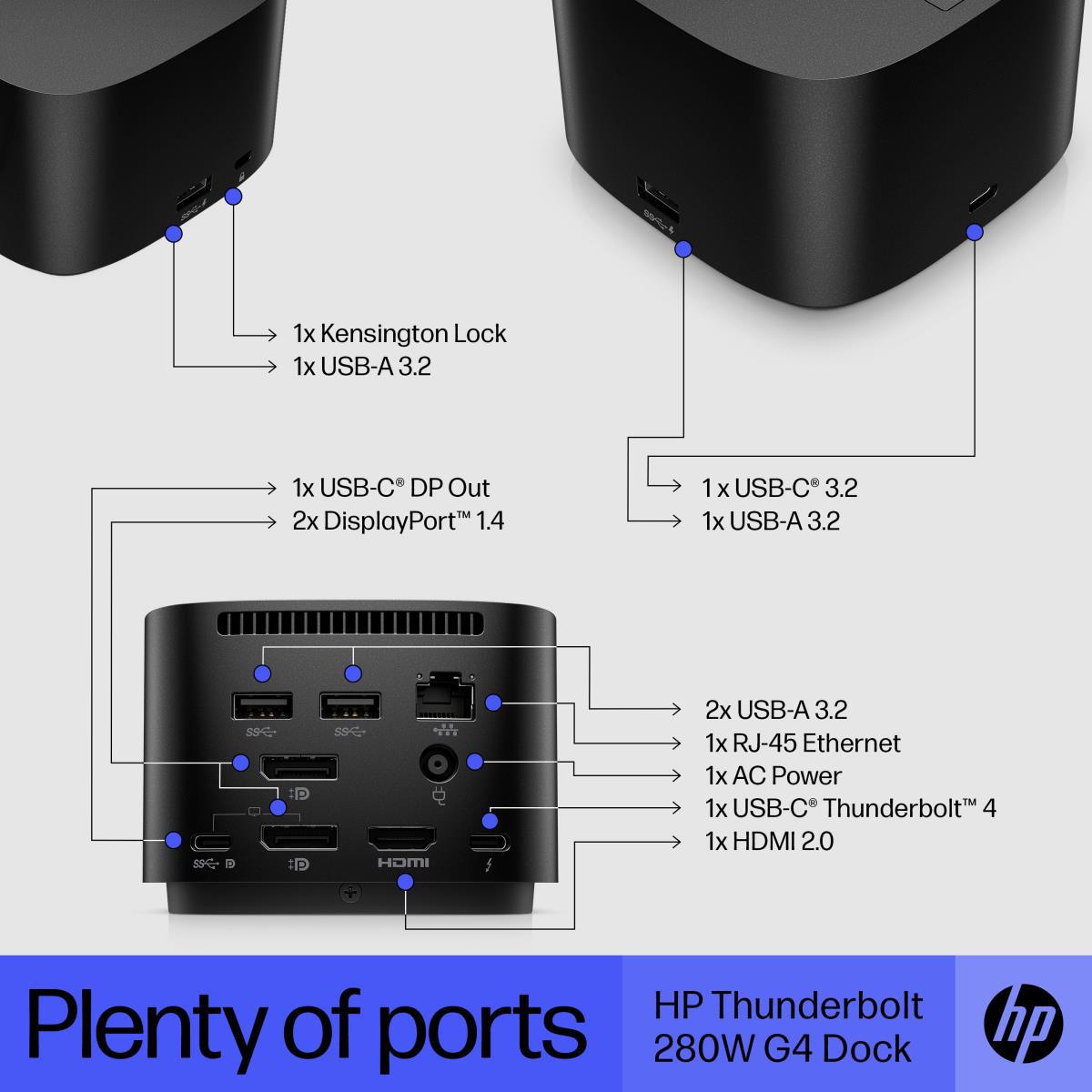 HP Docking Station Thunderbolt G4 - 280W - Combo Cable