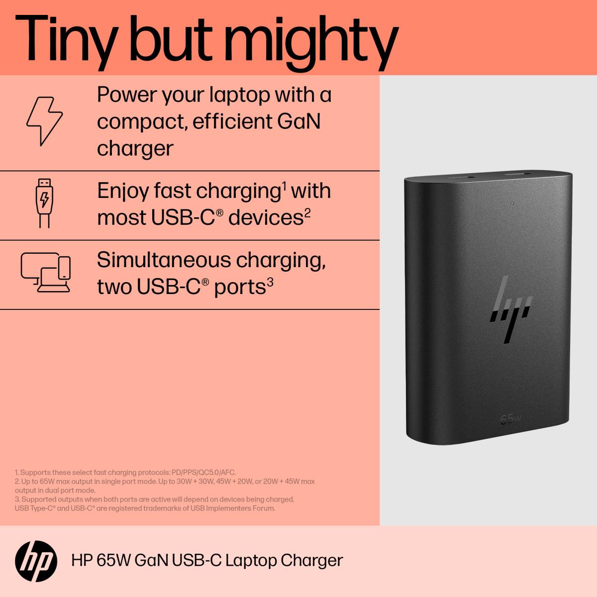 HP GaN Laptop Charger - USB-C - 65W