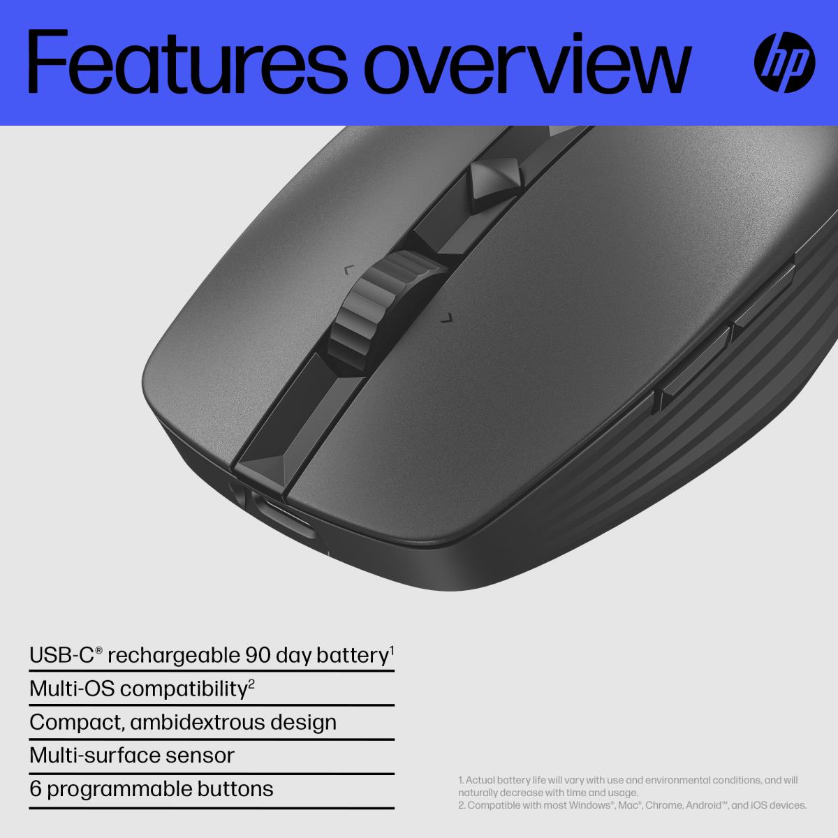 HP Wireless Rechargeable Multi-Device Mouse - 715 - Black
