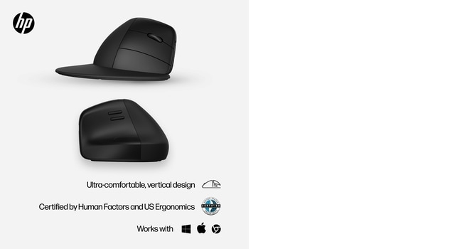 HP Wireless Ergonomic Vertical Mouse - 925 - Black