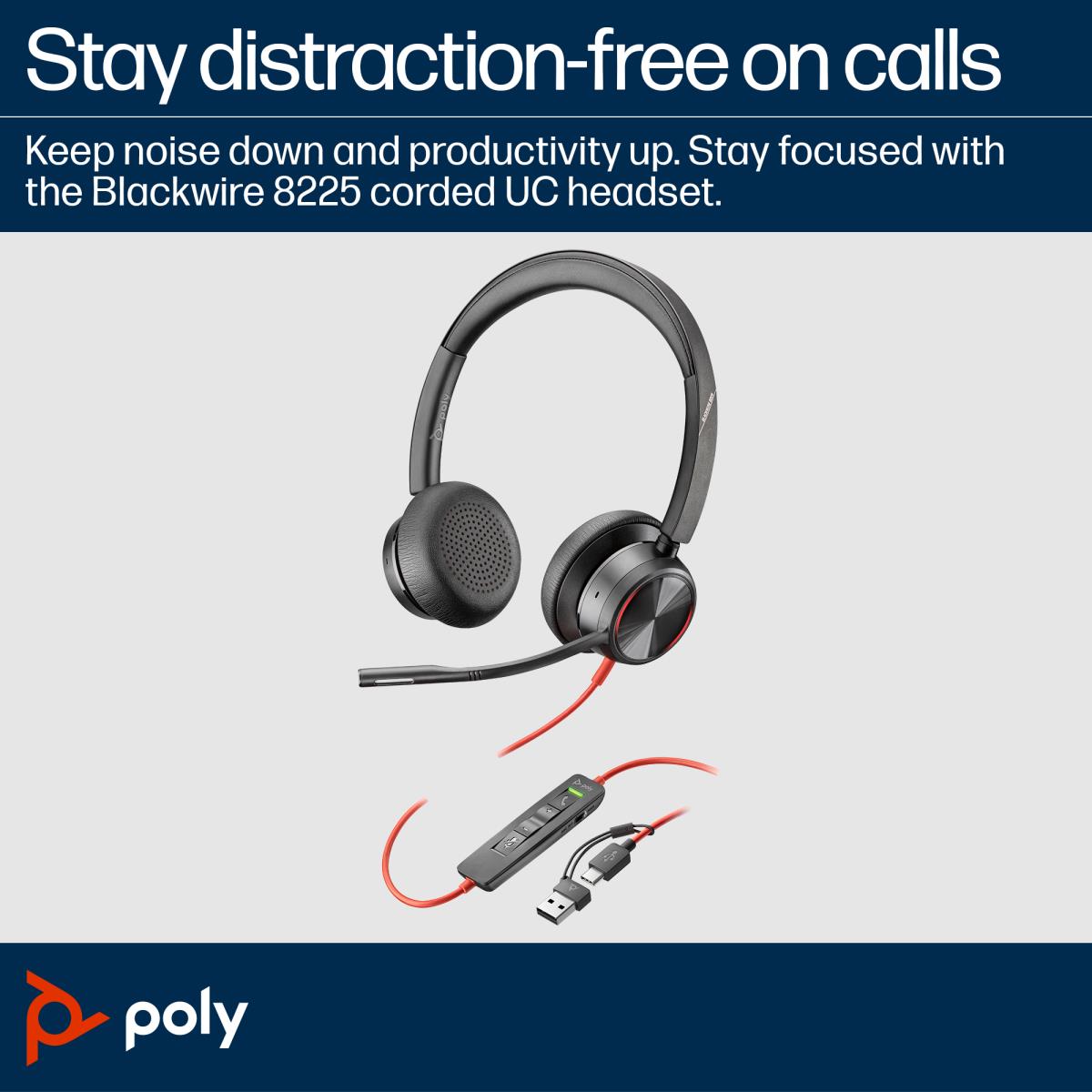 HP Headset Blackwire 8225 - USB-C - USB-C/A Adapter