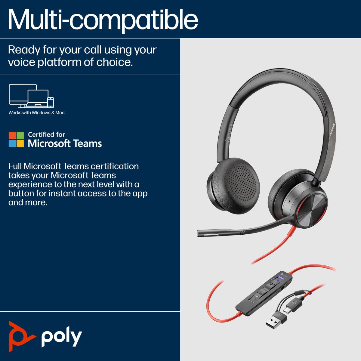 HP Headset Blackwire 8225-m - USB-C - USB-C/A Adapter