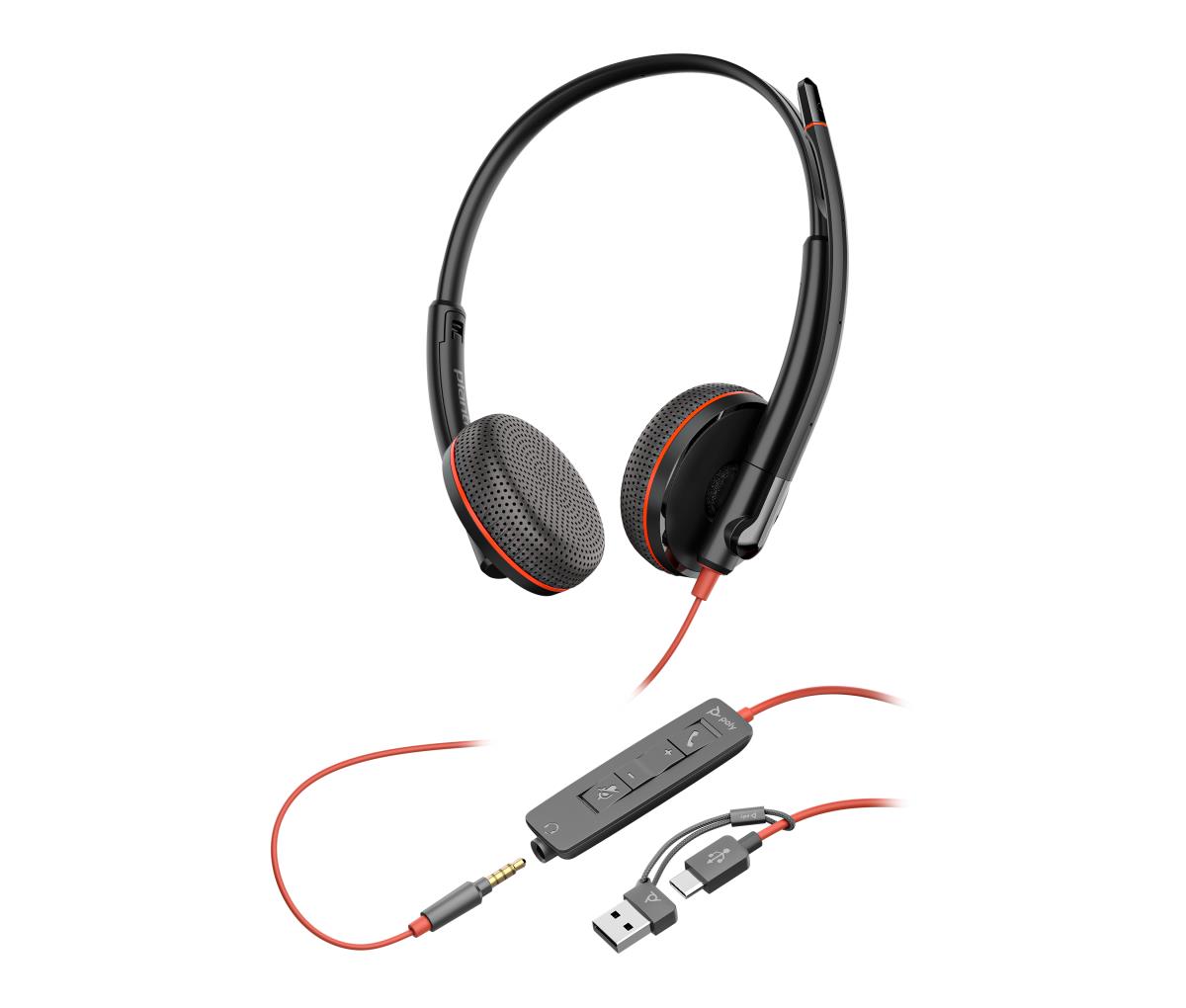 HP Headset Blackwire 3225 - Stereo - USB-C / 3.5mm - USB-C/A Adapter