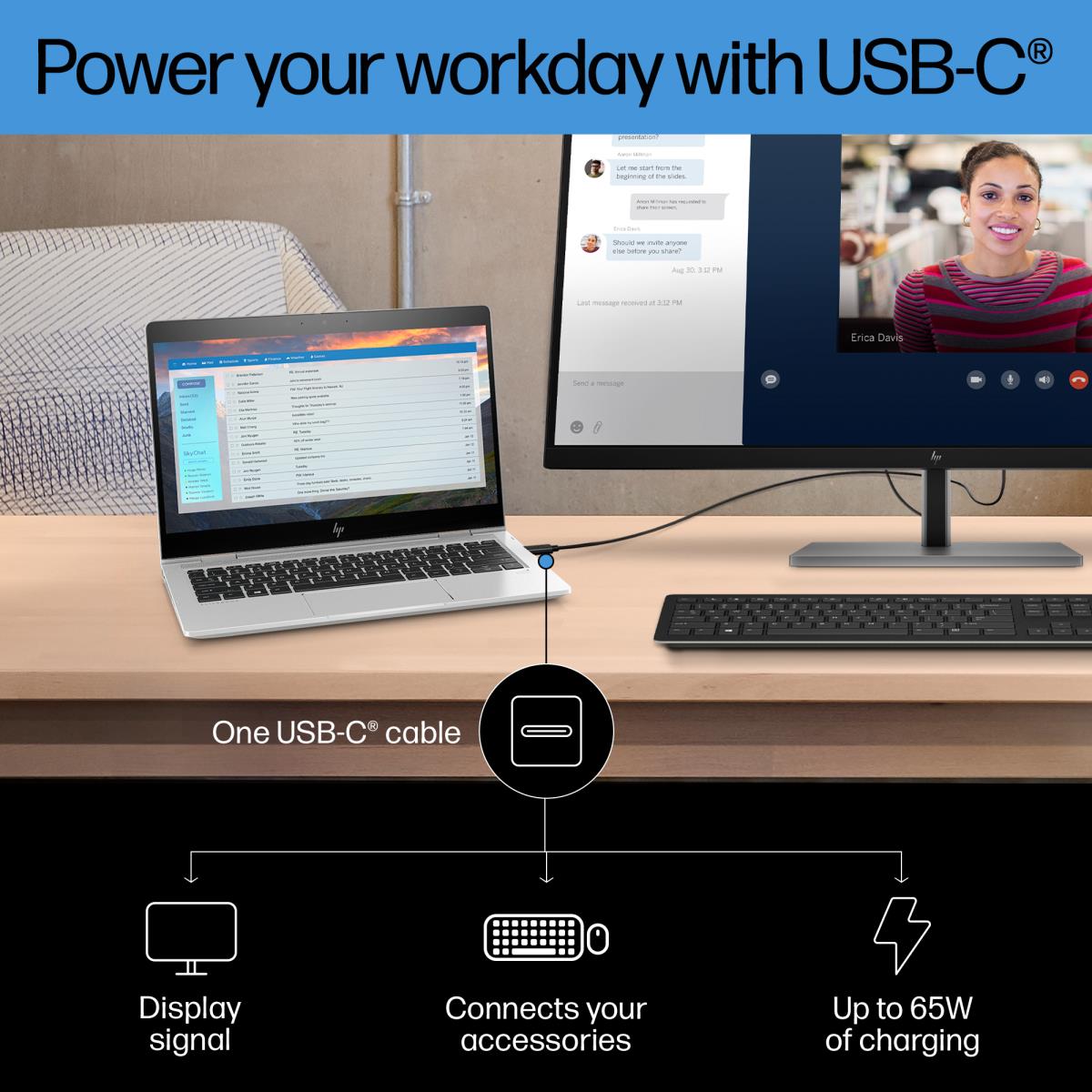 HP Desktop USB-C Monitor - E32k G5 - 32in - 3840x2160 (4K UHD)