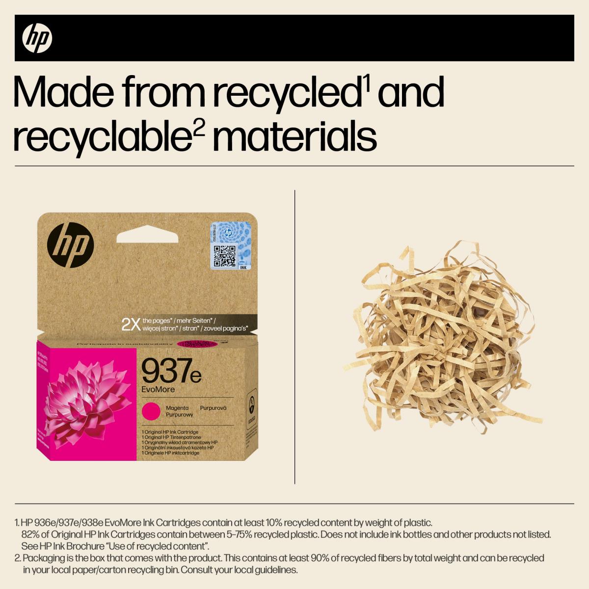 HP Ink Cartridge - 937e EvoMore - 1650 Pages - Magenta