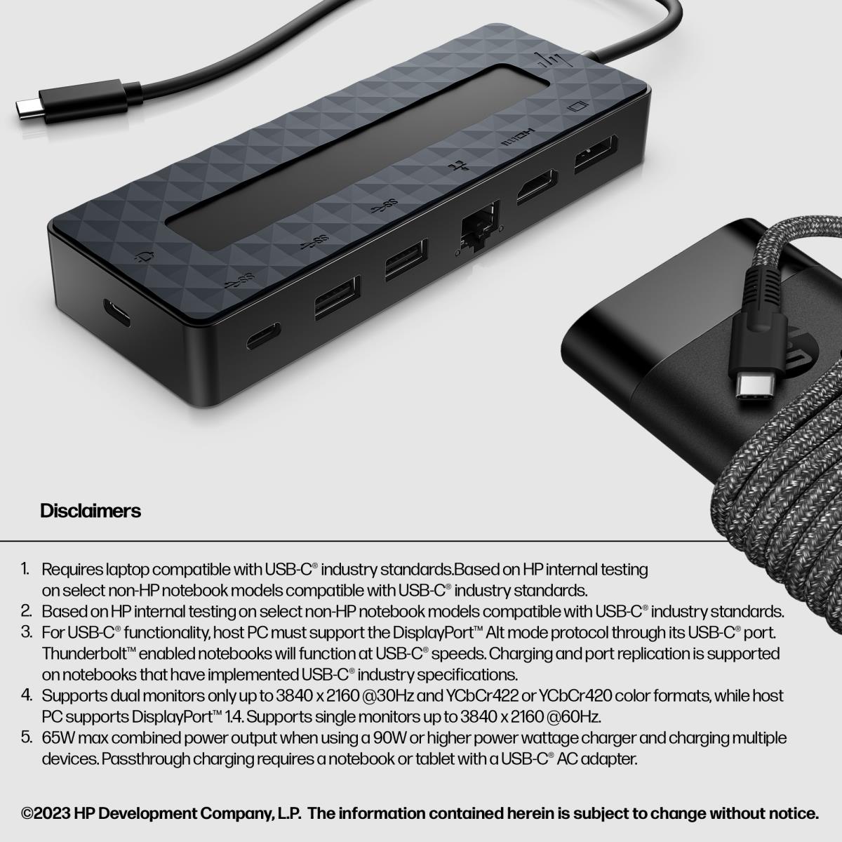 HP Universal Laptop Charger w/ USB-C Hub Combo