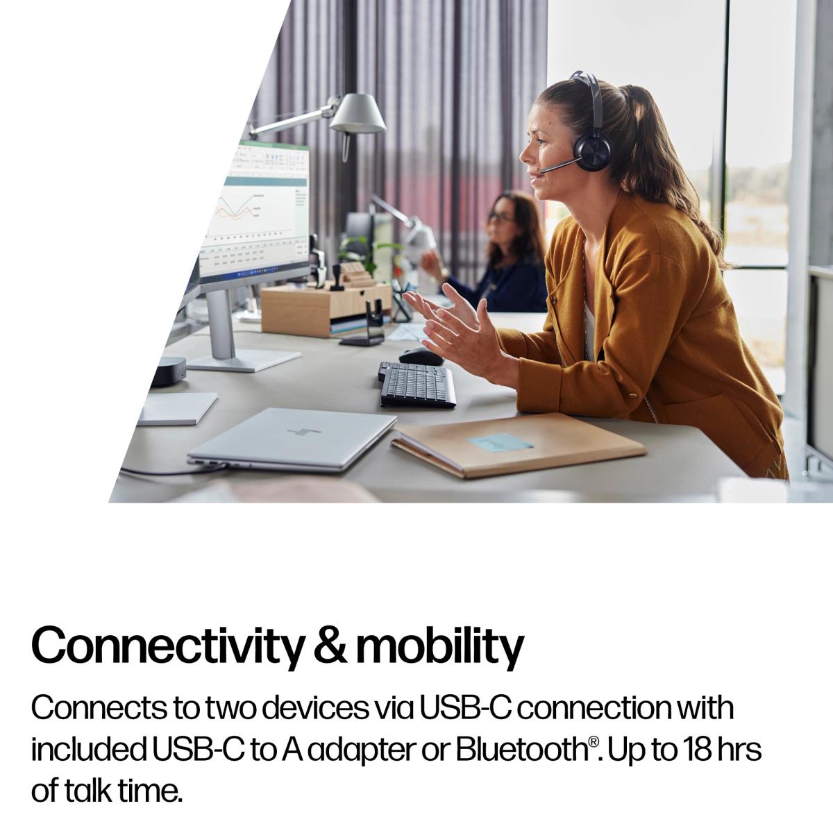 HP Headset Voyager Focus 2 - Stereo - Bluetooth/USB-C - USB-C/A Adapter