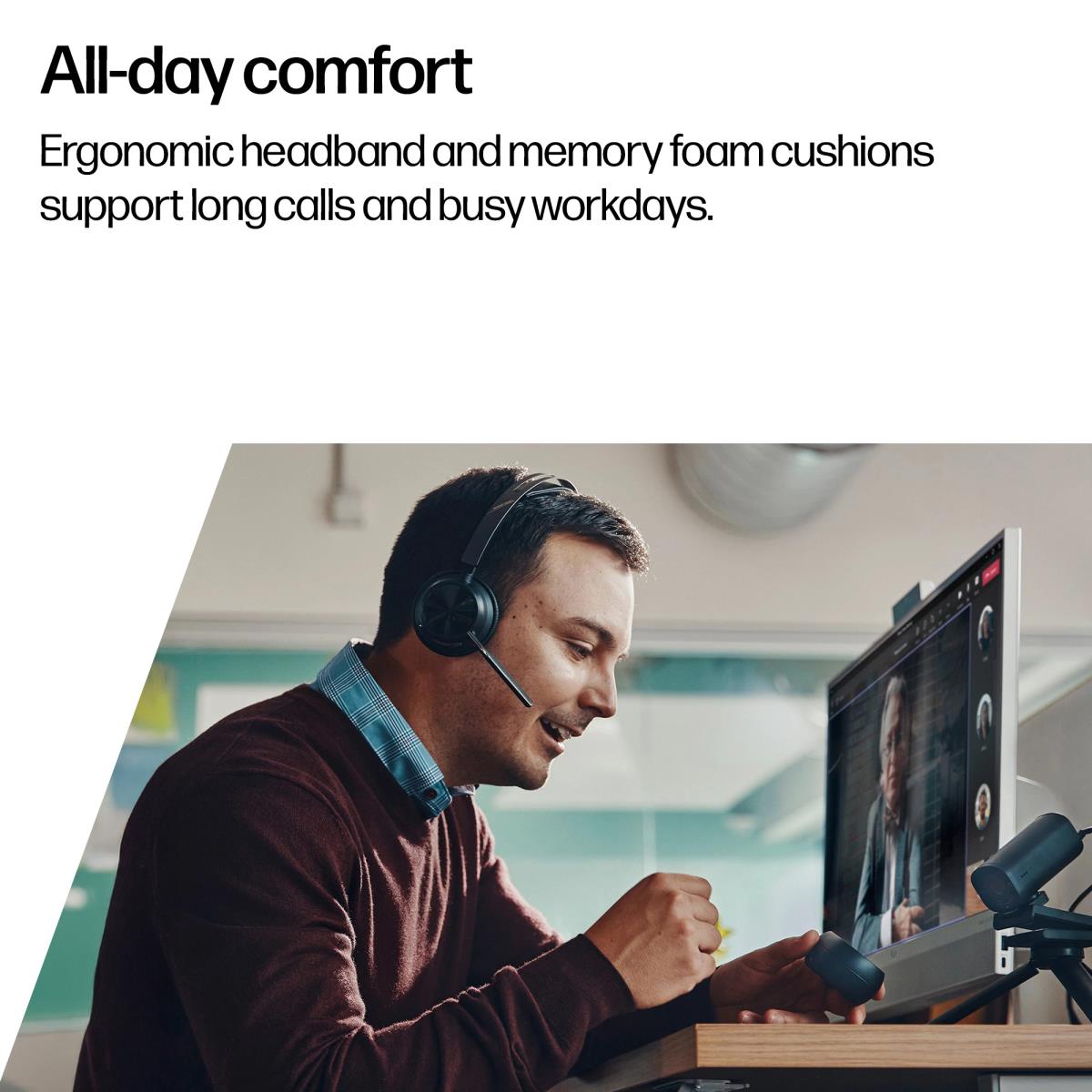 HP Headset Voyager Focus 2 Microsoft - Stereo - Bluetooth/USB-C - USB-C/A Adapter + Charging Stand