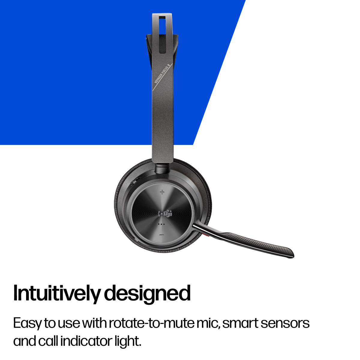 HP Headset Voyager Focus 2 Microsoft - Stereo - Bluetooth/USB-C - USB-C/A Adapter + Charging Stand