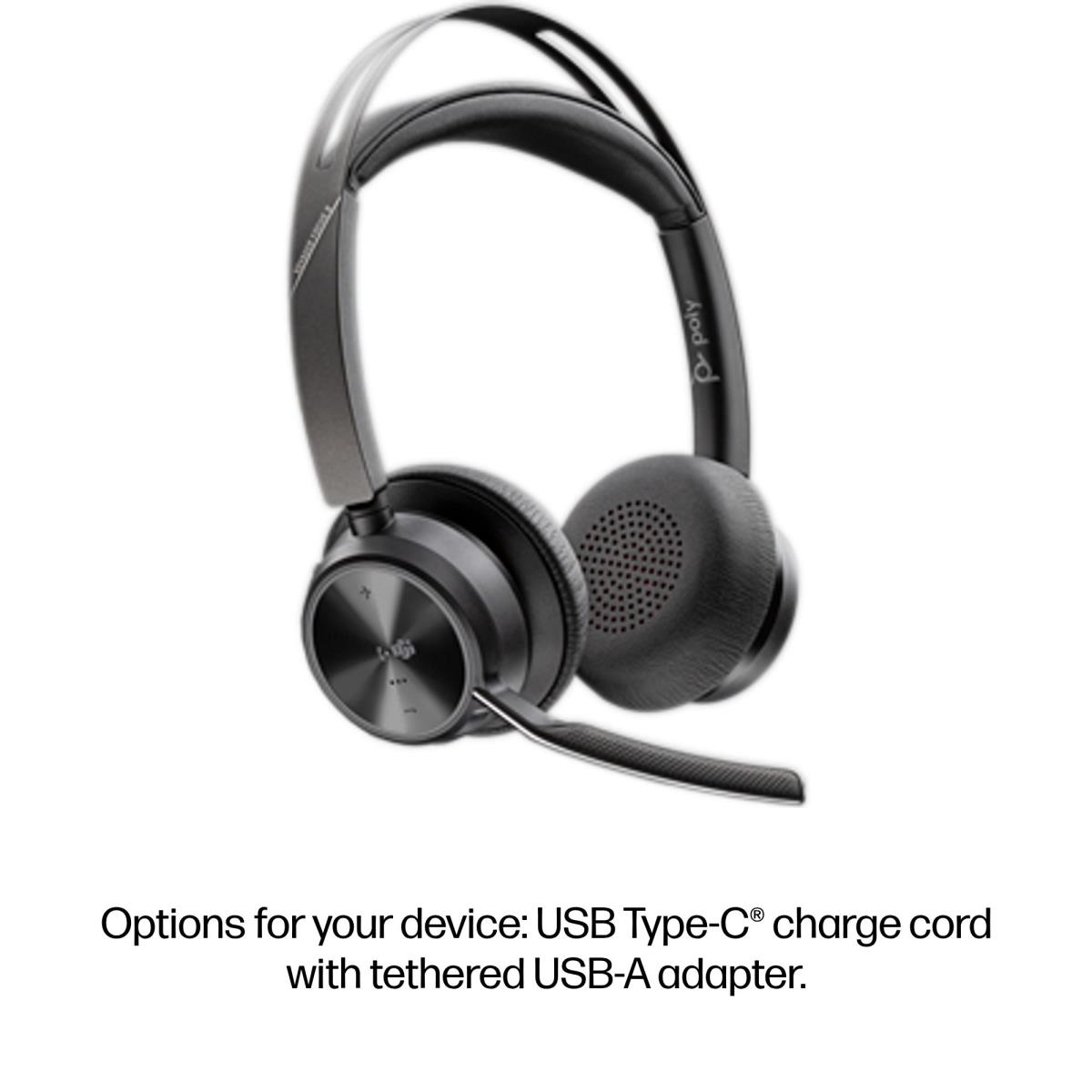 HP Headset Voyager Focus 2 Microsoft - Stereo - Bluetooth/USB-C - USB-C/A Adapter + Charging Stand