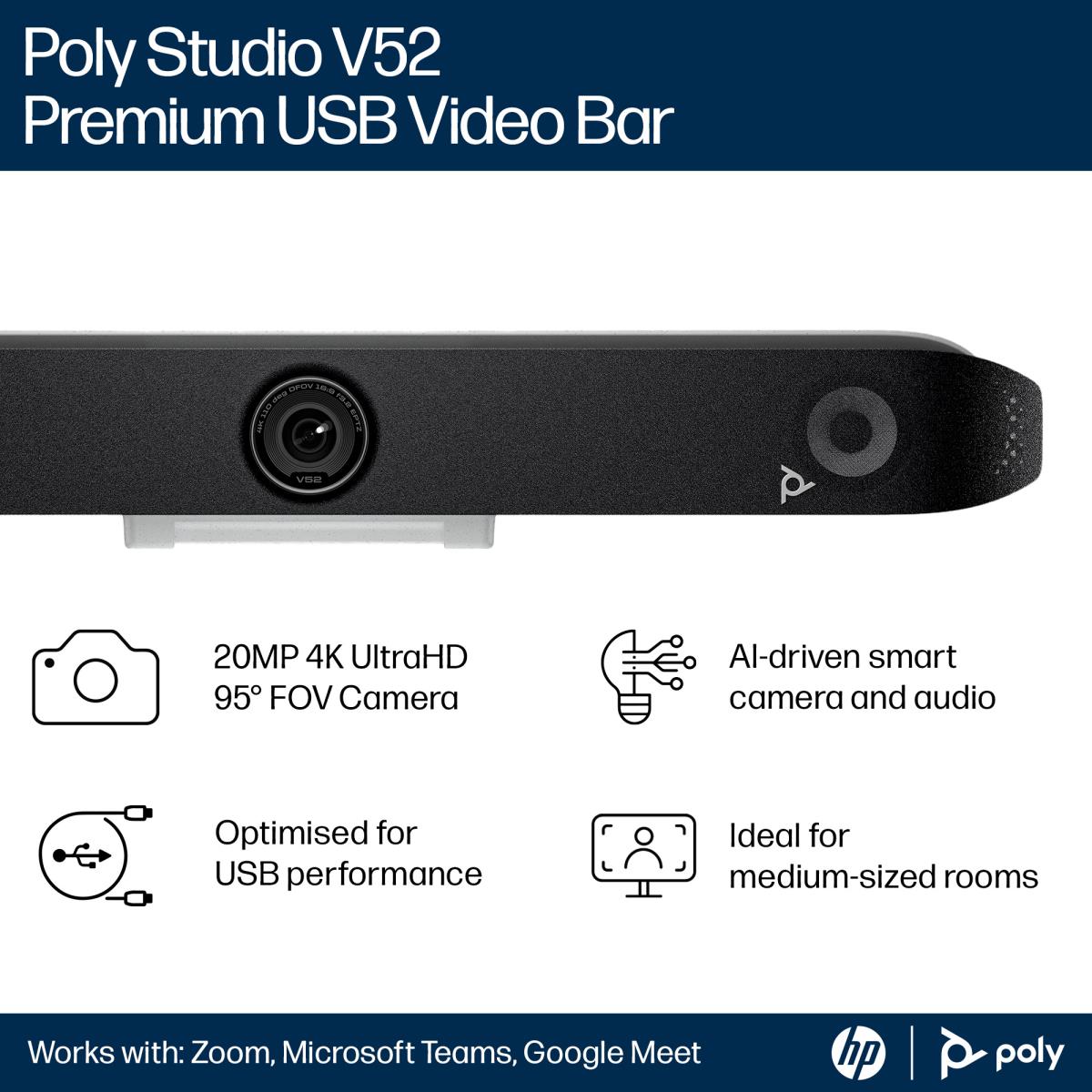 HP Poly Studio V52 USB Video Bar - UK