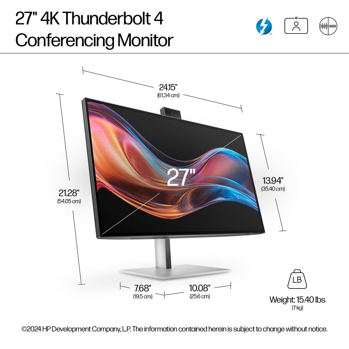 HP Conferencing Monitor - Series 7 Pro 727pm - 27in - 3840x2160 (4K UHD) - IPS