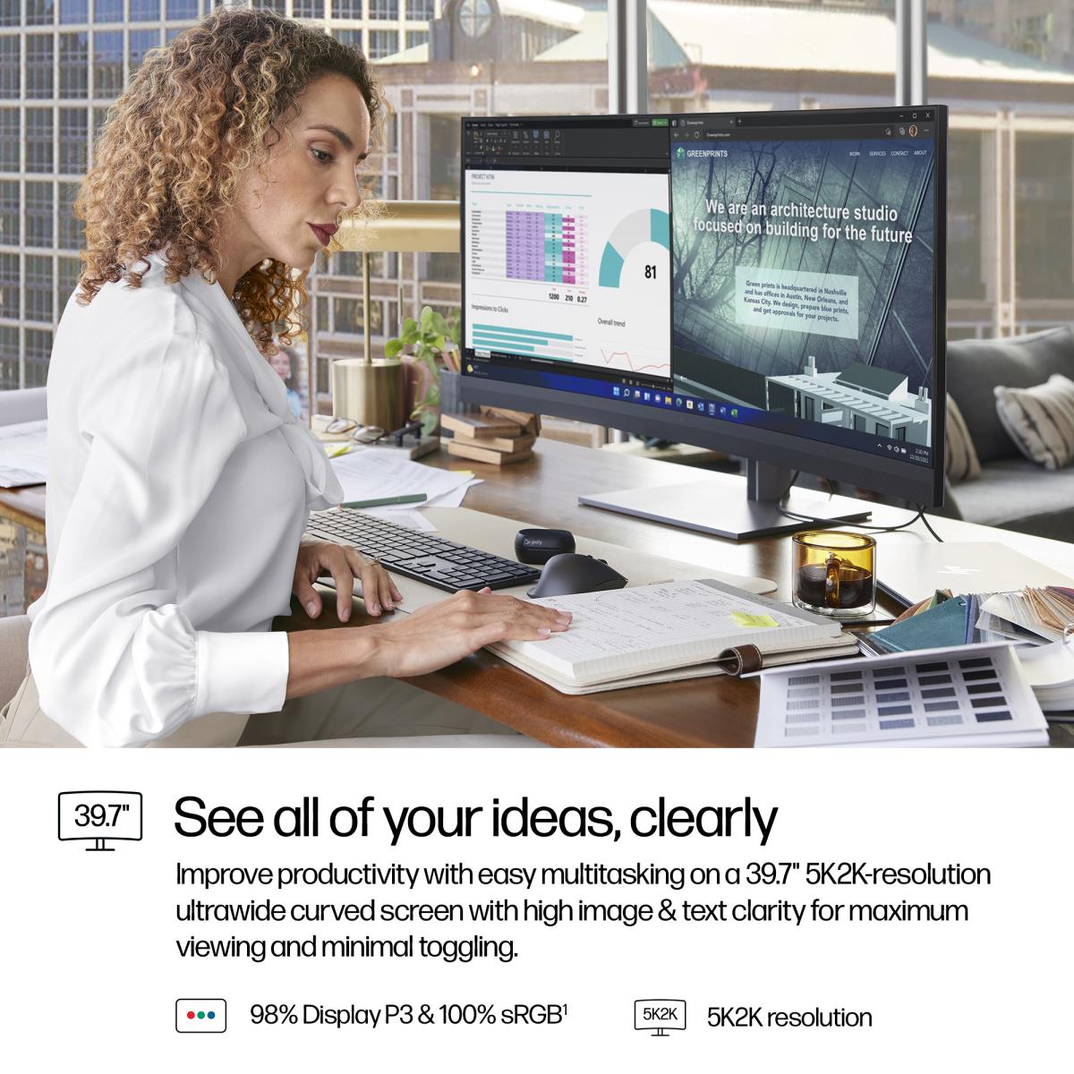 HP Curved Conferencing Monitor - Series 7 Pro 740pm - 40in - 5120x2160 (WUHD) - IPS