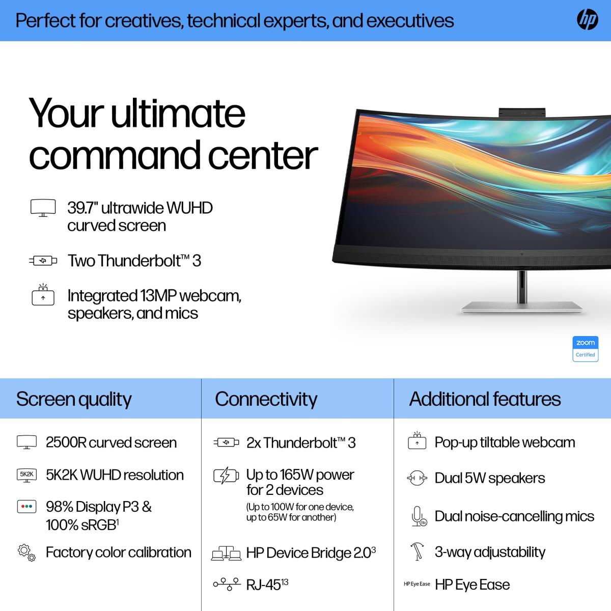 HP Curved Conferencing Monitor - Series 7 Pro 740pm - 40in - 5120x2160 (WUHD) - IPS