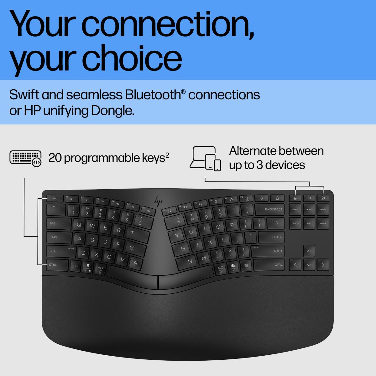 HP Ergonomic Wireless Keyboard 965 - Qwerty UK