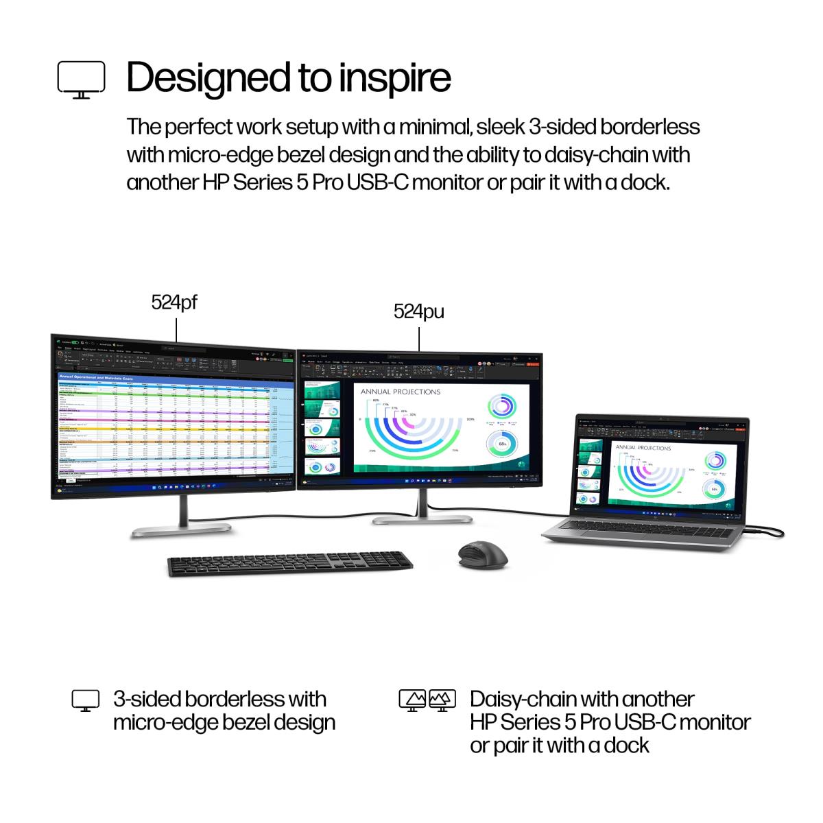 HP Desktop Monitor - Series 5 Pro 524pf - 24in - 1920 x 1080 (FHD) - IPS