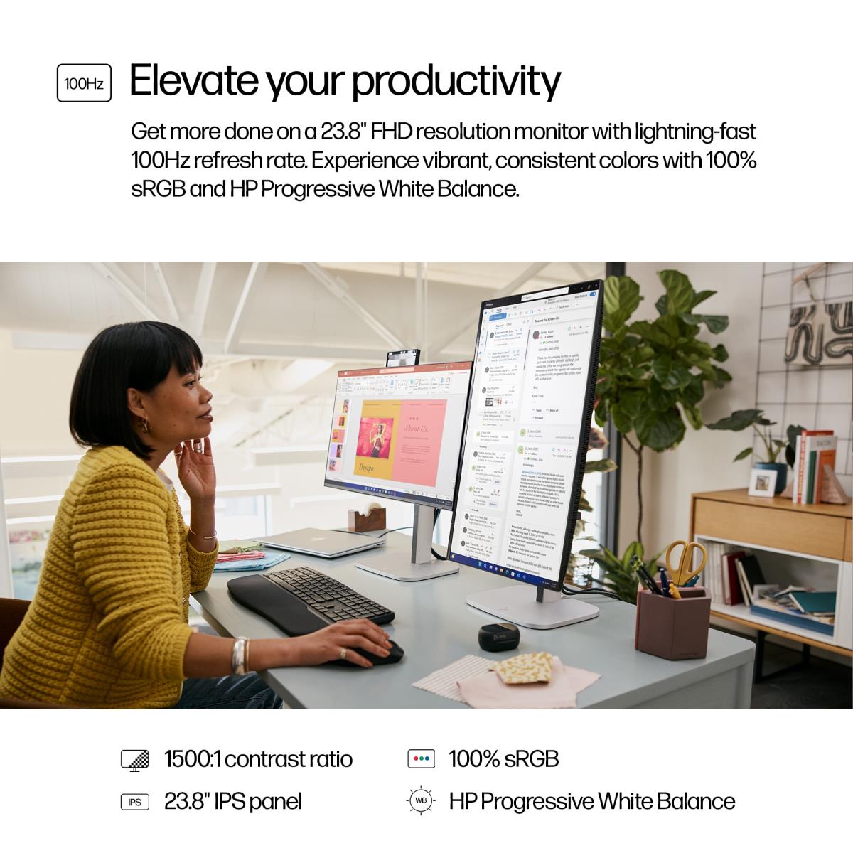 HP Desktop Monitor - Series 5 Pro 524pf - 24in - 1920 x 1080 (FHD) - IPS
