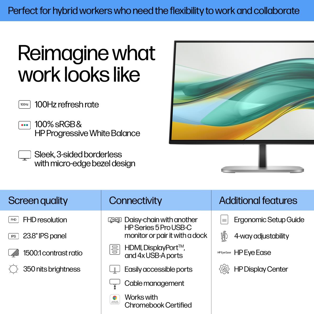 HP Desktop Monitor - Series 5 Pro 524pf - 24in - 1920 x 1080 (FHD) - IPS
