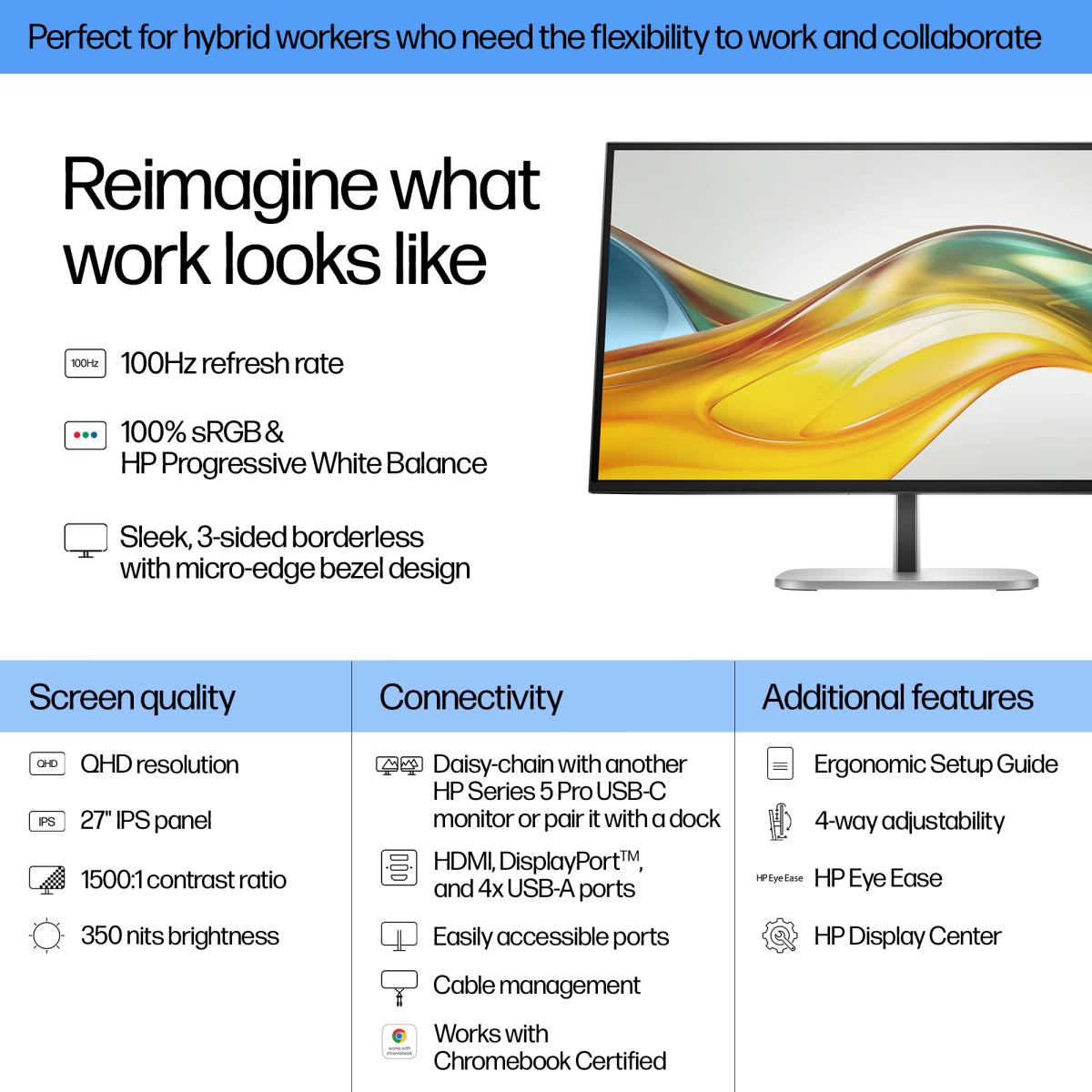 HP Desktop Monitor - Series 5 Pro 527pq - 27in - 2560x1440 (QHD) - IPS