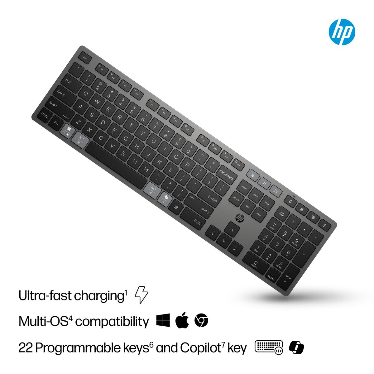 HP Multi-Device Rechargeable Wireless Keyboard 725 - Qwerty UK