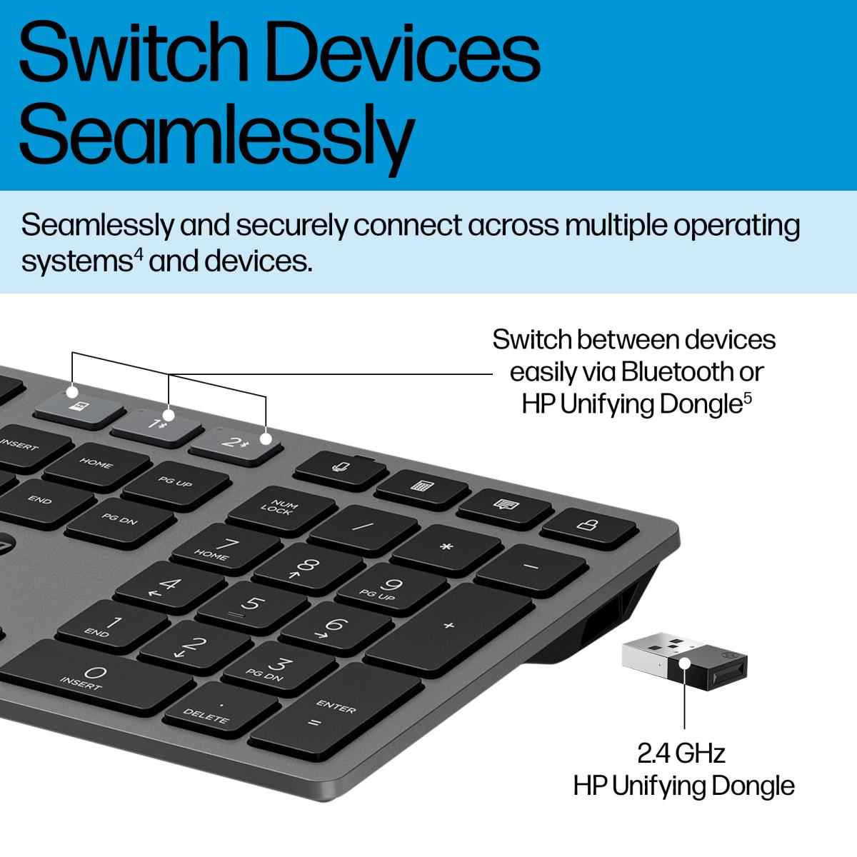 HP Multi-Device Rechargeable Wireless Keyboard 725 - Qwerty UK