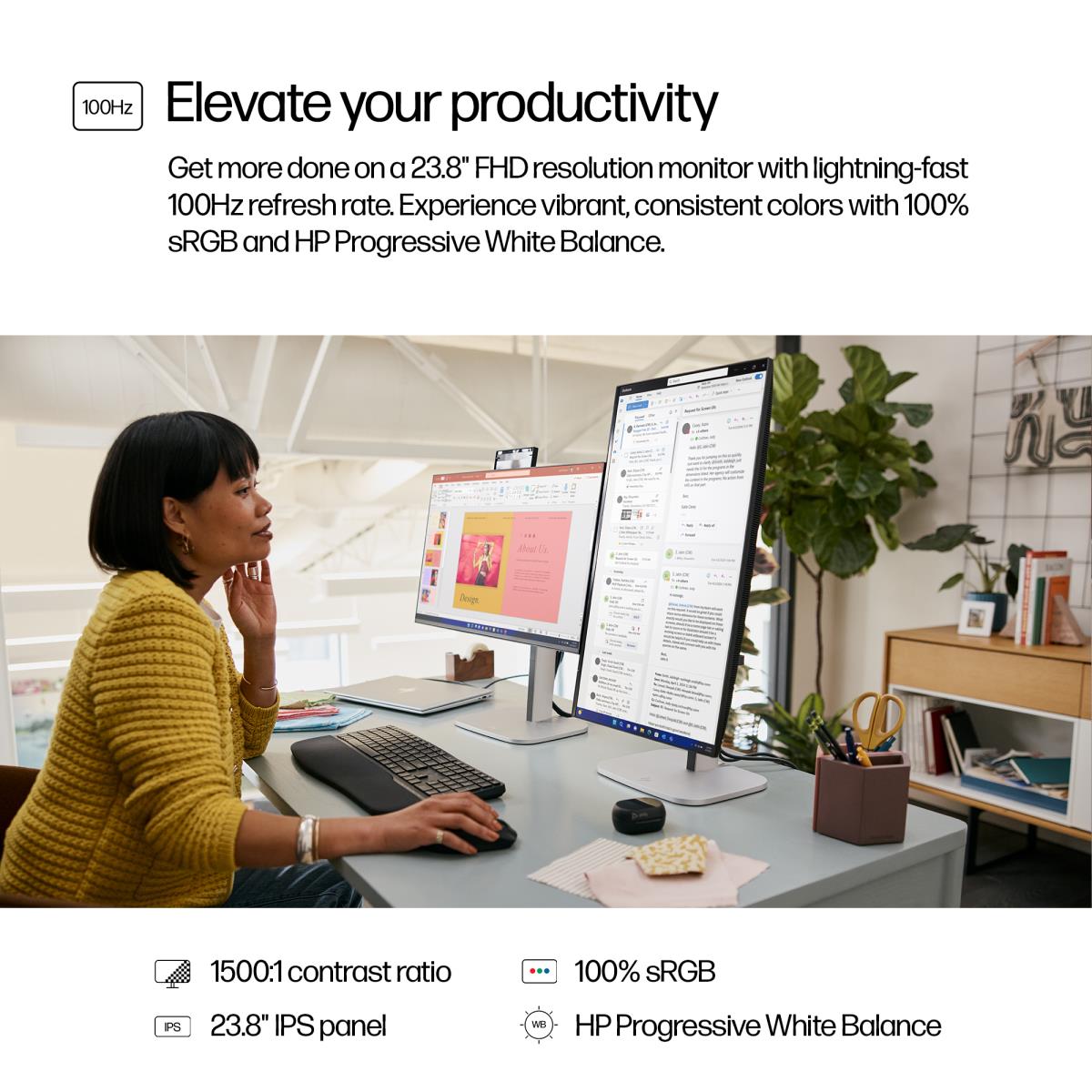 HP Desktop Monitor - Series 5 Pro 524pf - 24in - 1920 x 1080 (FHD) - IPS