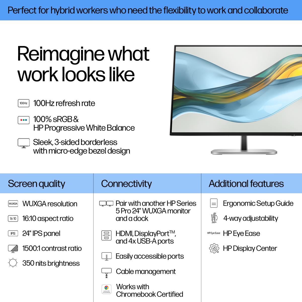 HP Desktop Monitor - Series 5 Pro 524pn - 24in - 1920x1200 (WUXGA) - IPS