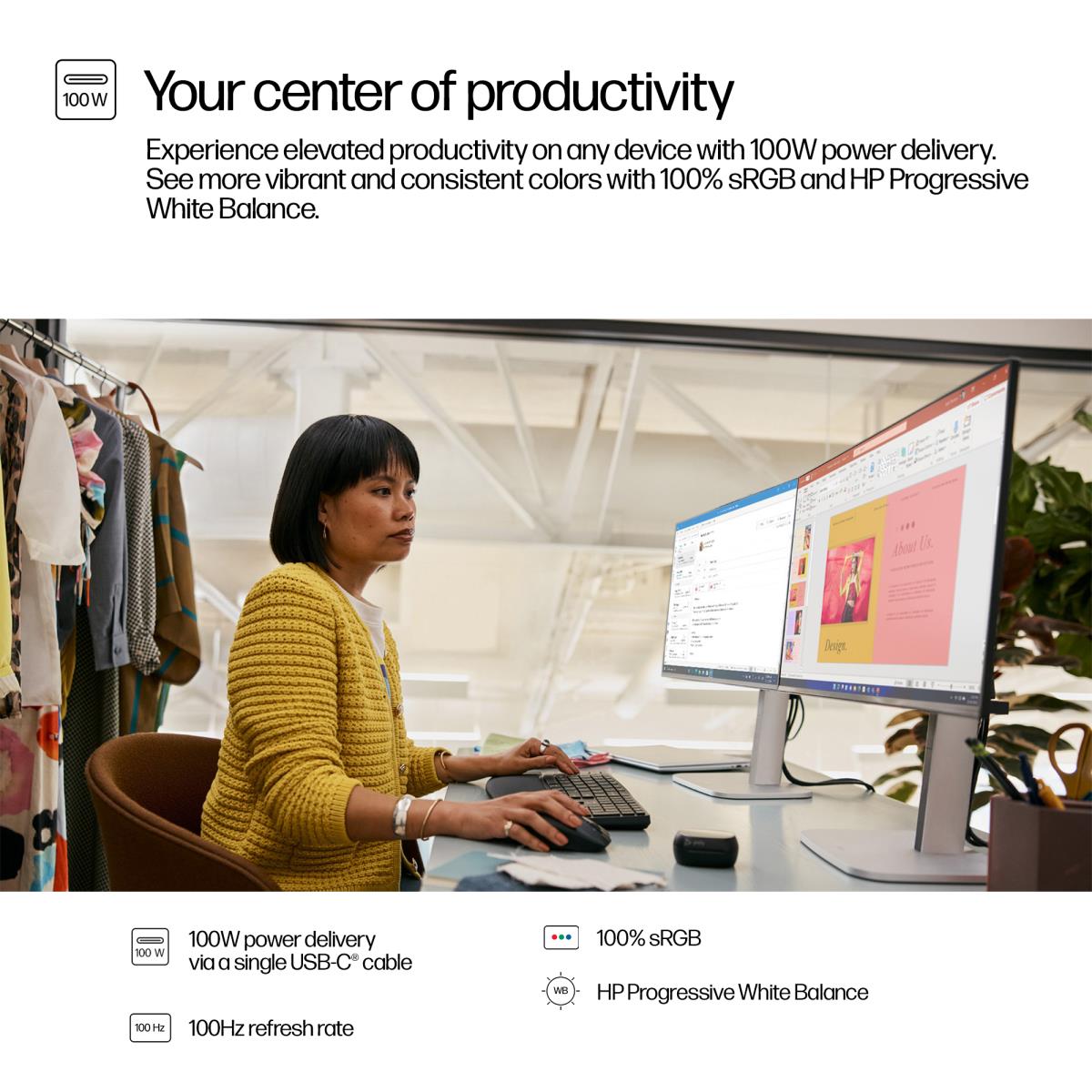HP Desktop USB-C Monitor - Series 5 Pro 524pu - 24in - 1920x1080 (FHD)