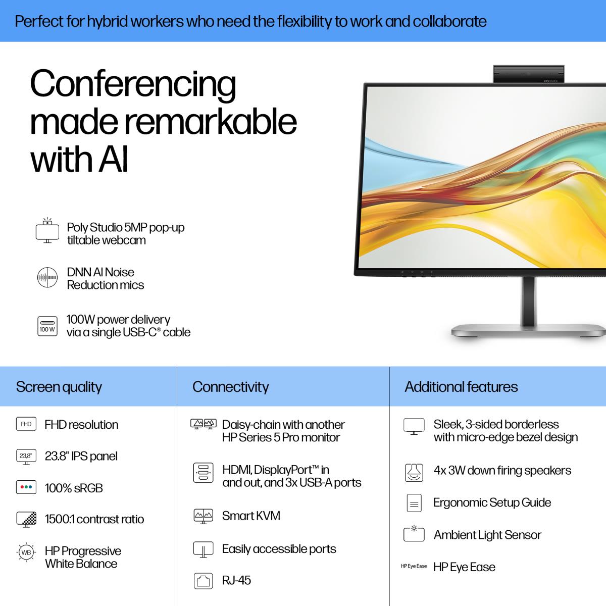 HP Conferencing Monitor - Series 5 Pro 524pm - 24in - 920x1080 (FHD)