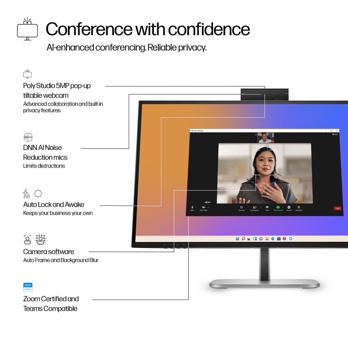 HP Conferencing USB-C Monitor - Series 5 Pro 527pm - 27in - 2560x1440 (QHD)