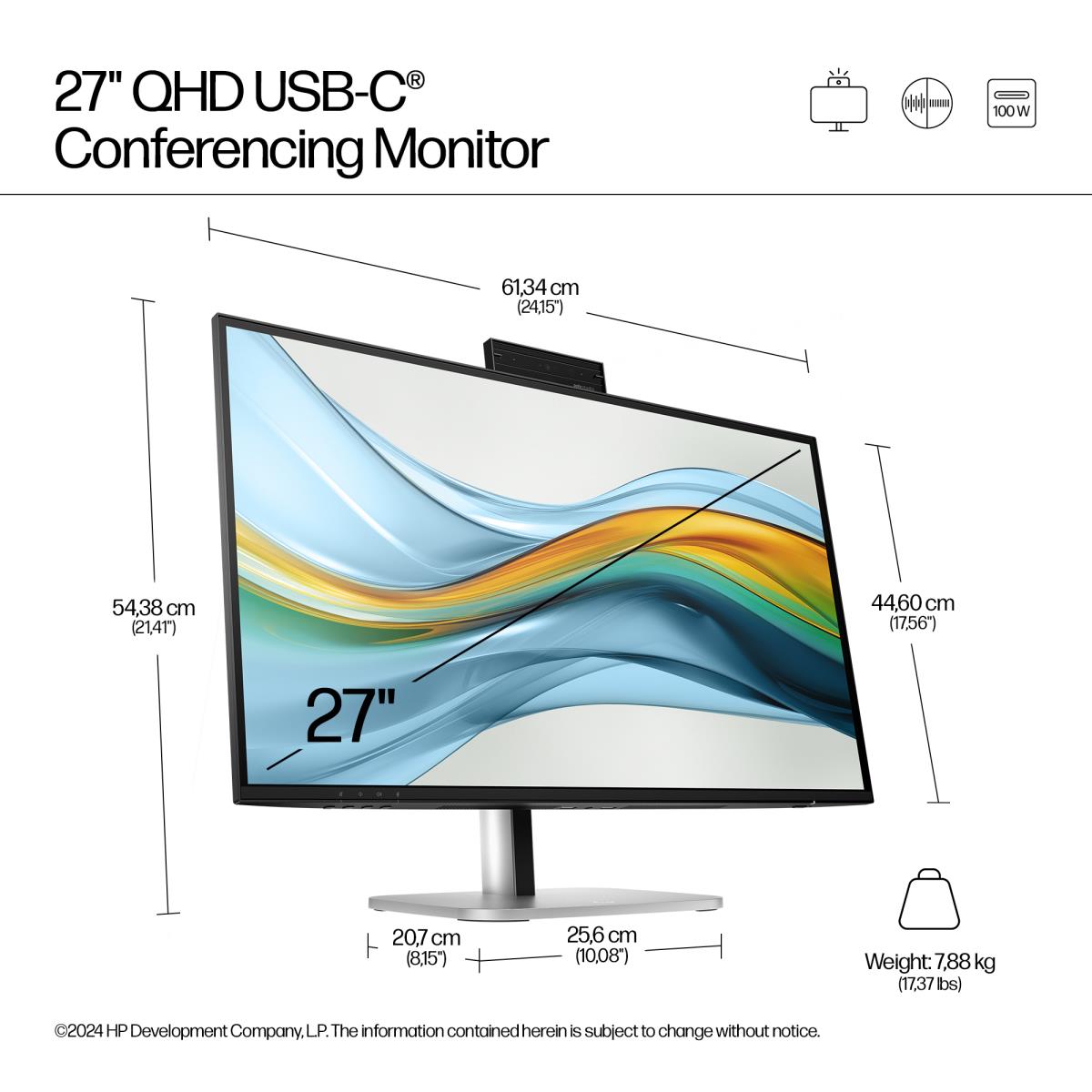 HP Conferencing USB-C Monitor - Series 5 Pro 527pm - 27in - 2560x1440 (QHD)