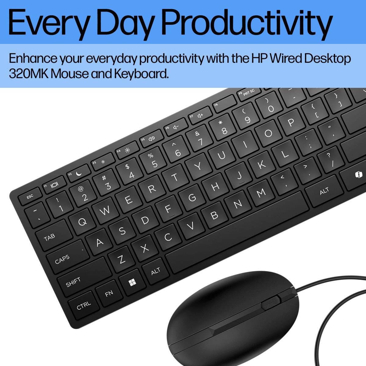 HP Wired Desktop 320MK Keyboard and Mouse - Qwerty UK