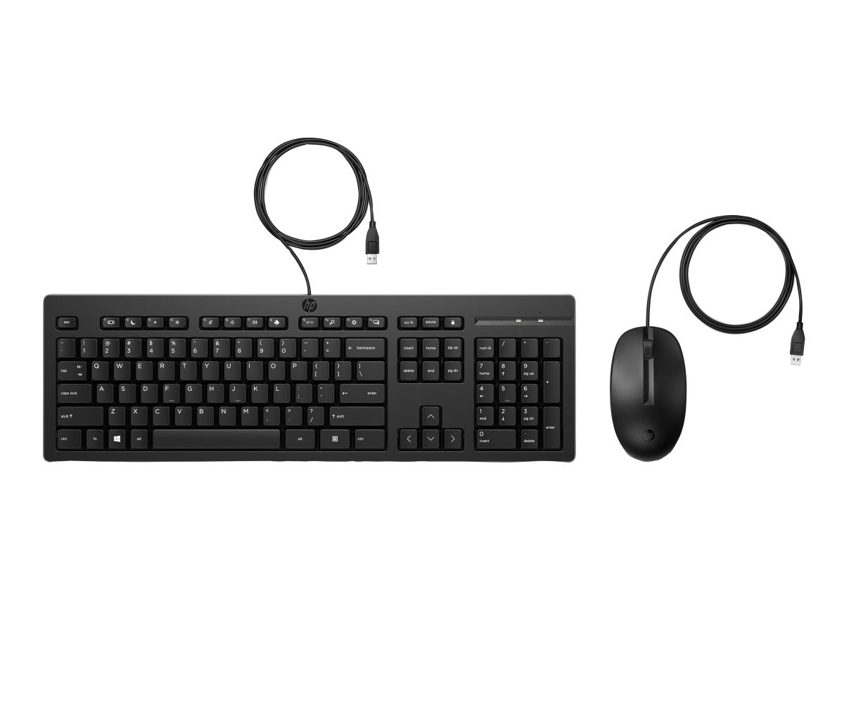 HP Wired Keyboard and Mouse Combo 225 - Black - Qwerty UK