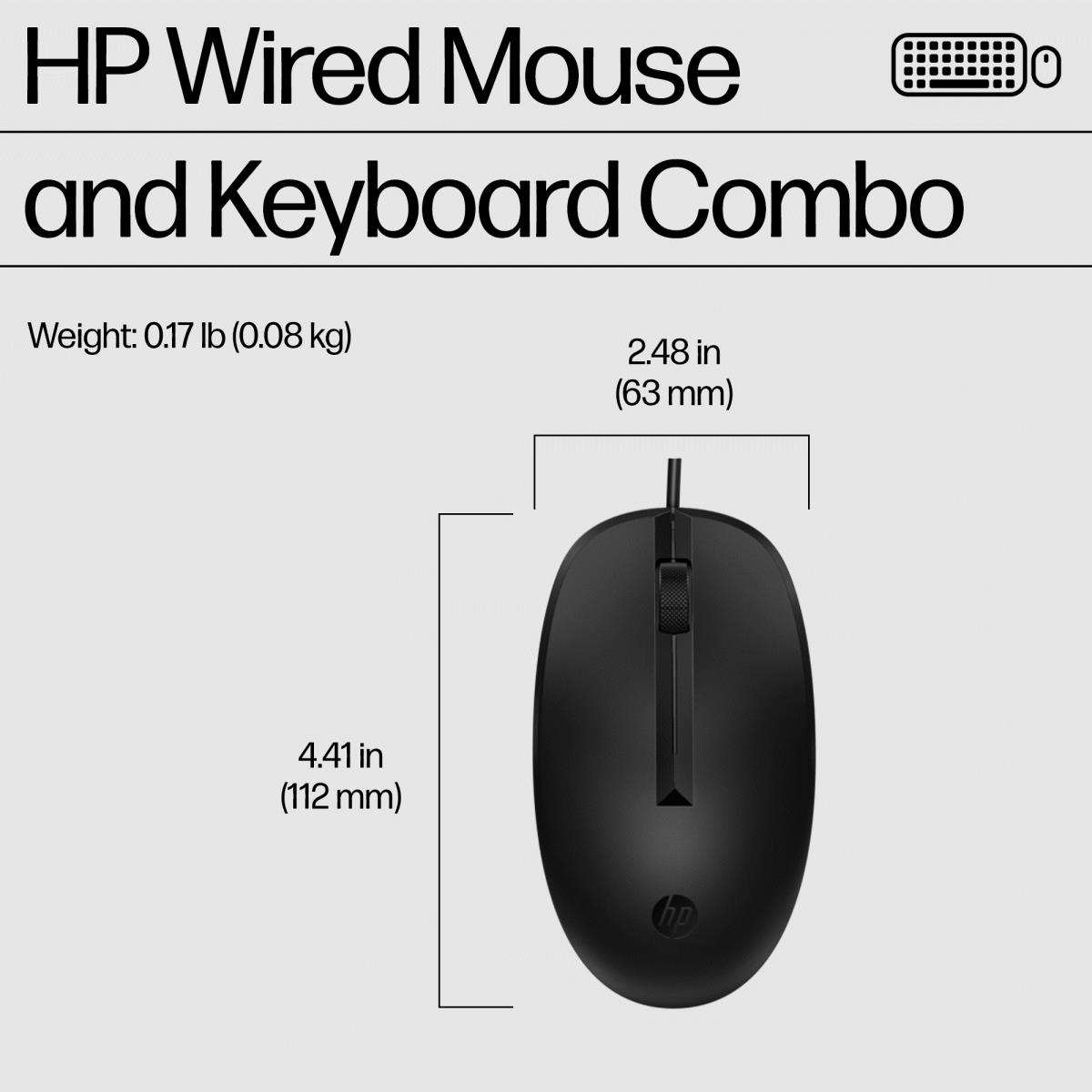 HP Wired Keyboard and Mouse Combo 225 - Black - Qwerty UK