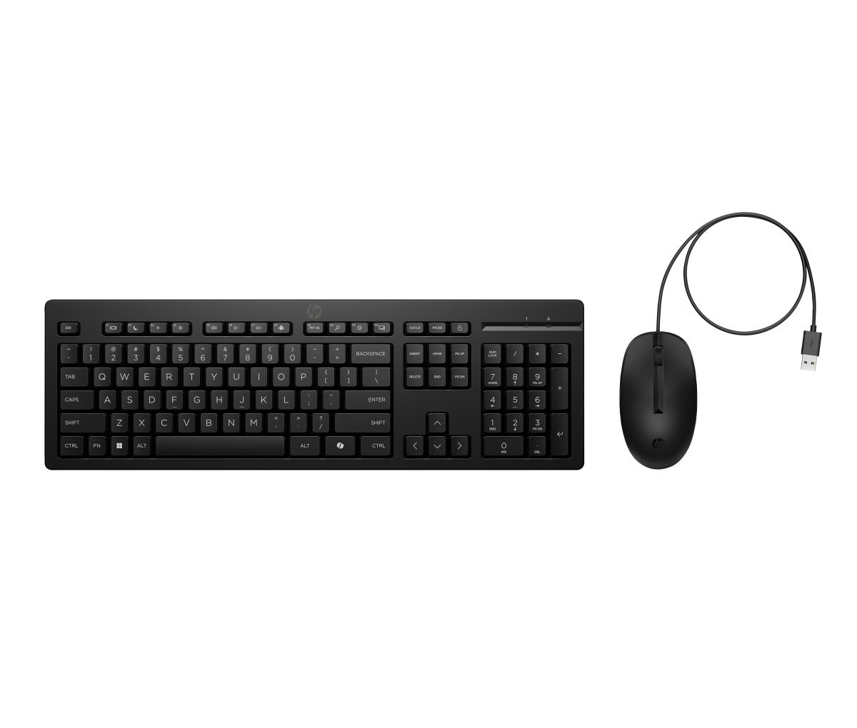 HP Wired Keyboard and Mouse Combo 225 - Black - Qwerty UK