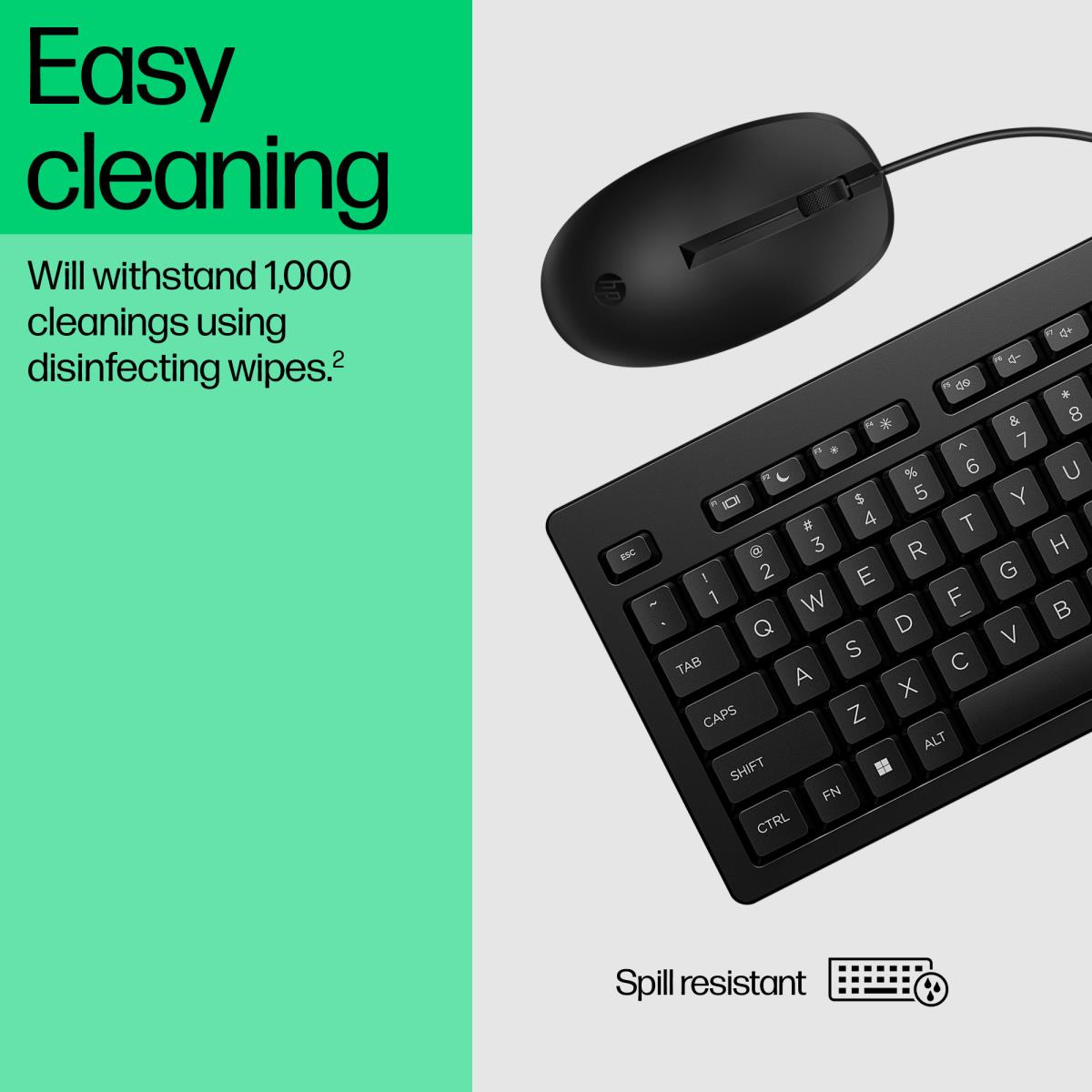 HP Wired Keyboard and Mouse Combo 225 - Black - Qwerty UK