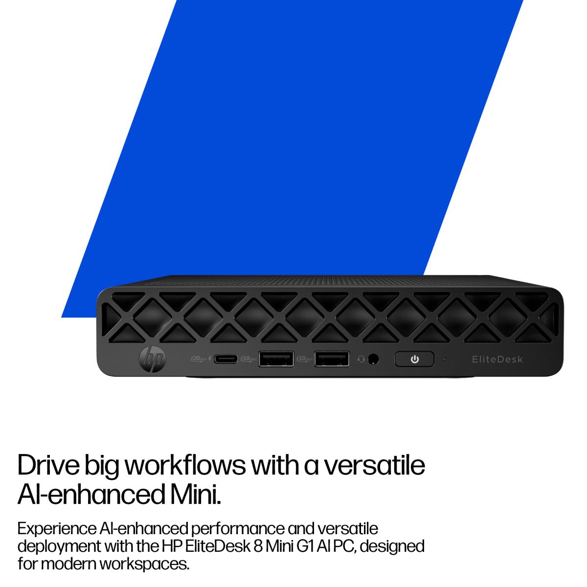 HP EliteDesk 8 Mini G1i AI - Core Ultra 7 265T - 16GB RAM - 512GB SSD - Win11 Pro - Qwerty UK