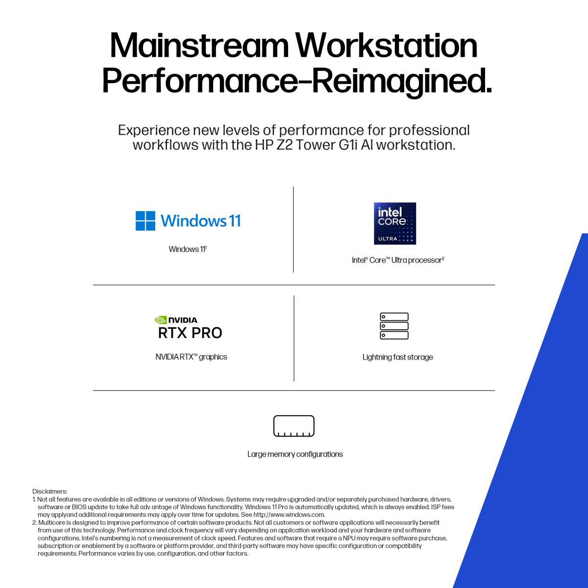 HP Workstation Z2 G1i Tower - Core Ultra 7 265 - 32GB RAM - 1TB SSD - Win11 Pro